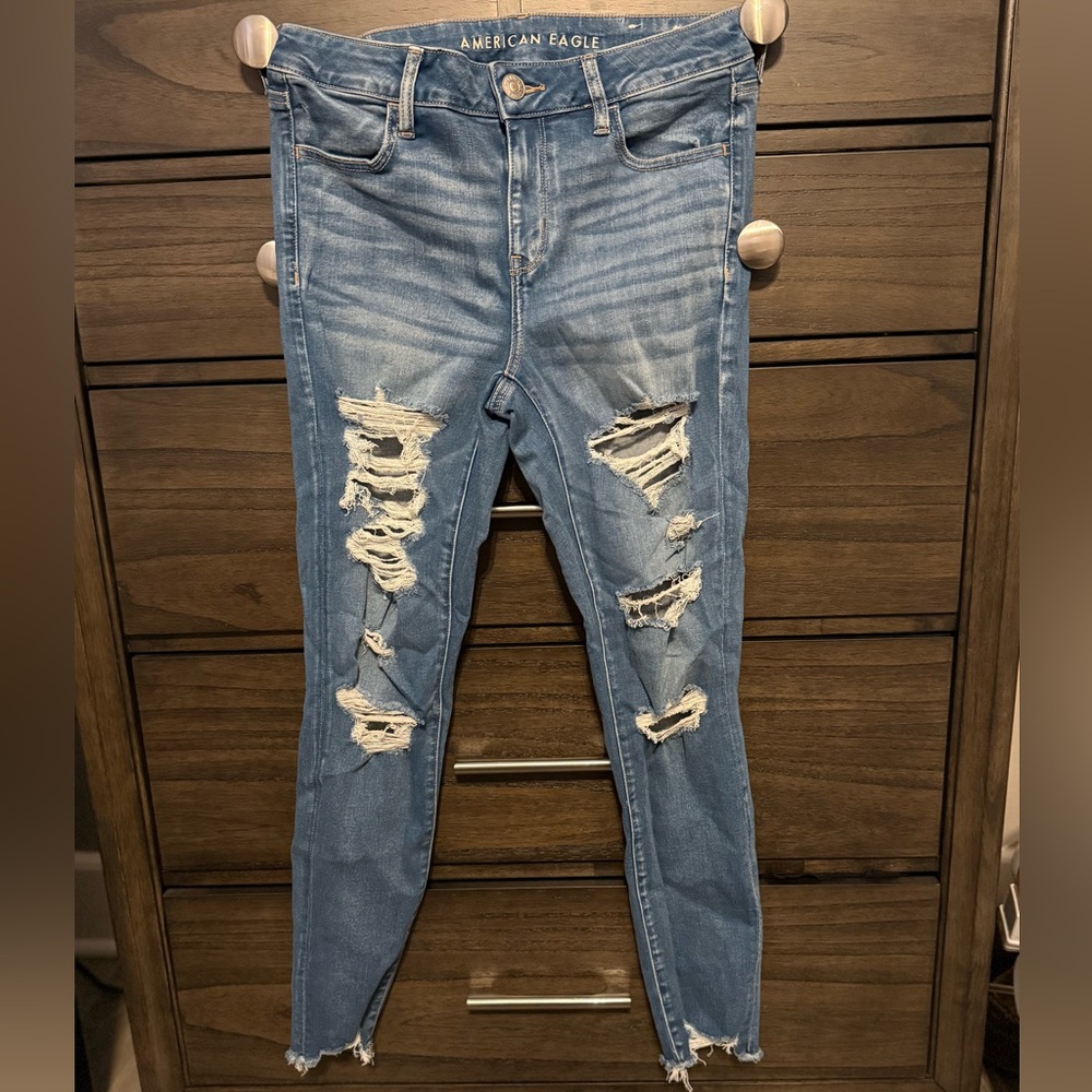 American Eagle Outfitters Ripped Blue Skinny Jeans